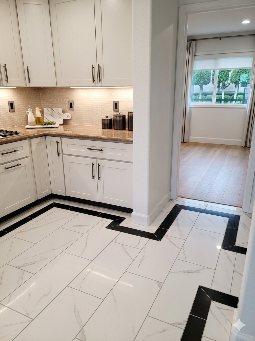 Tile floor installation in modern bathroom by Bay Area contractor