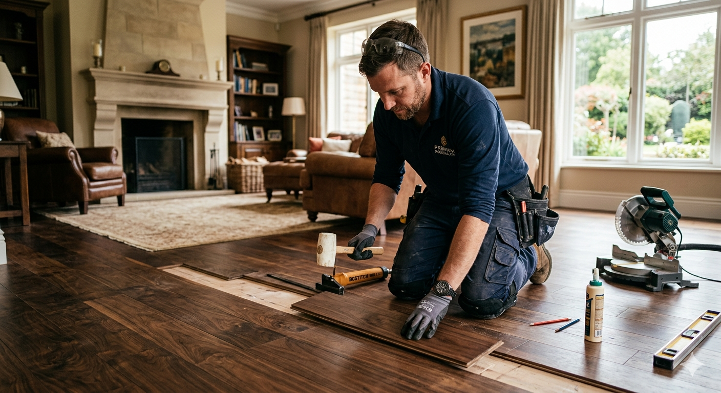 Wood floor repair service fixing damaged hardwood flooring