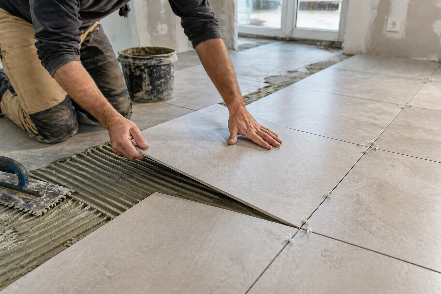 Tile floor installation in modern bathroom by Bay Area contractor