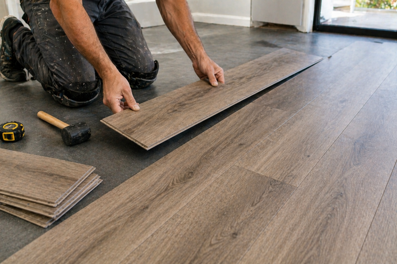 Luxury vinyl plank flooring installation in Bay Area home