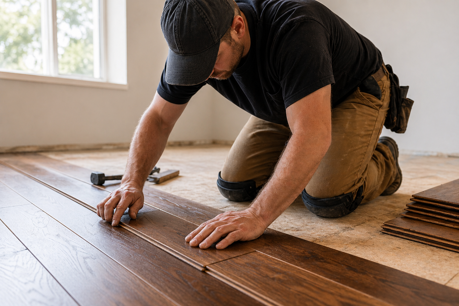 Hardwood floor installation by DA Flooring Inc. in a Bay Area home