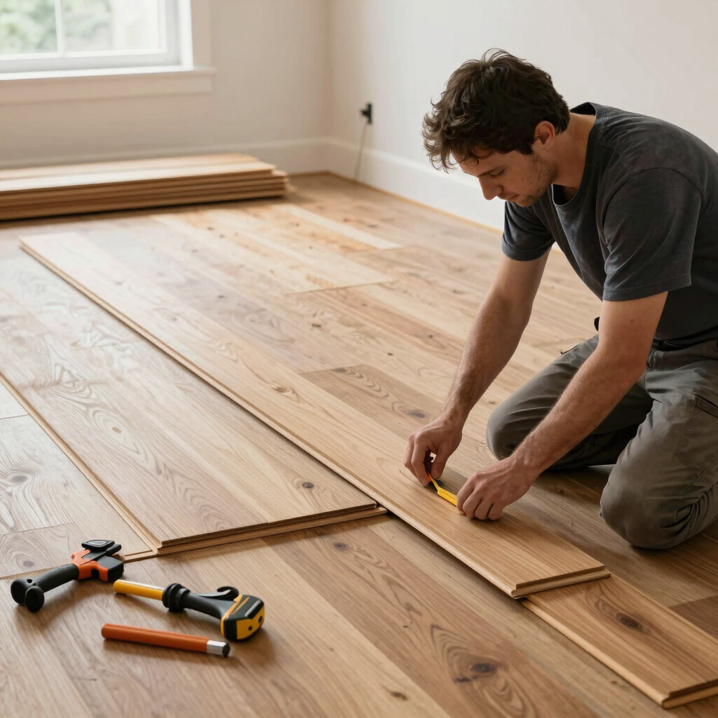 Hardwood flooring installation in Atherton home by flooring contractor